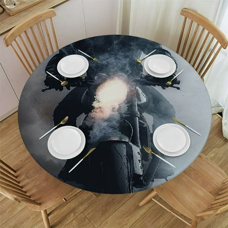 

Orinice Smoke Round Table Cover Stain Resistant Washable Indoor Outdoor Tablecloth Kitchen Dining Wedding Parties 100% Polyester Fiber 46-50