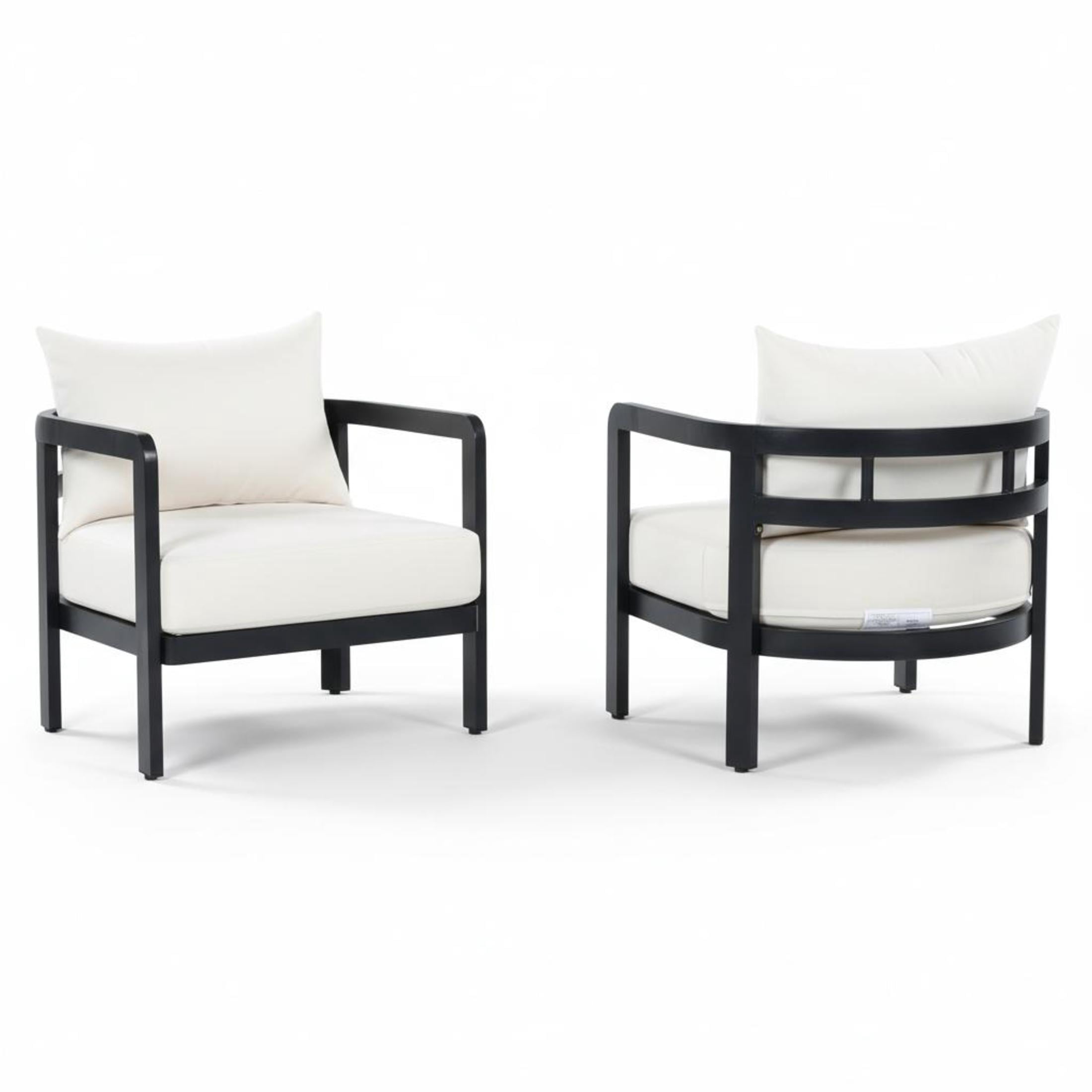 Christopher Knight Home Outdoor Lounge Chair Set of 2, Aluminum Frames with Cushions, Black + Beige