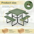 thumbnail image 3 of Gymax Outdoor Picnic Table 8-person Square Picnic Table Bench Set w/ 4 Benches & Umbrella Hole Green, 3 of 9