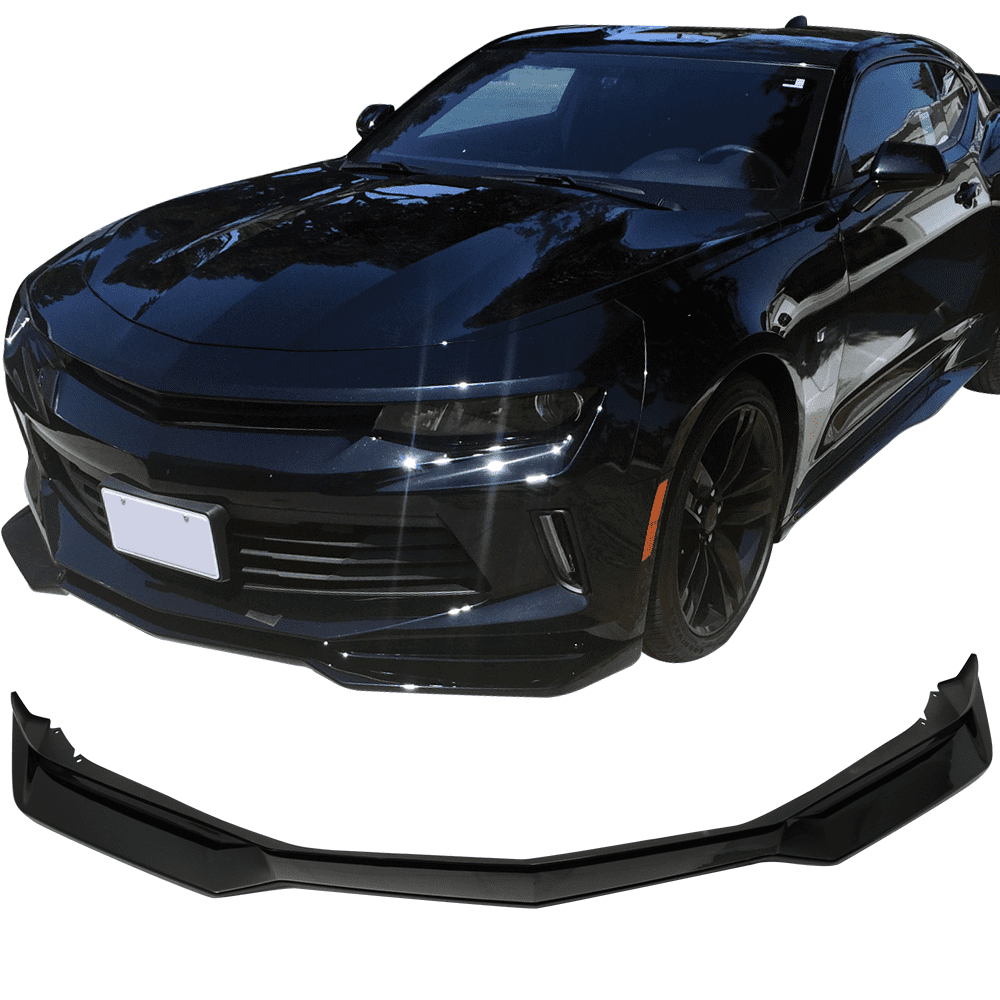 Ikon Motorsports Compatible with 16-18 Chevy Camaro  LT and RS Model Only, ZL1 Style Front Bumper Lip PP Gloss Black