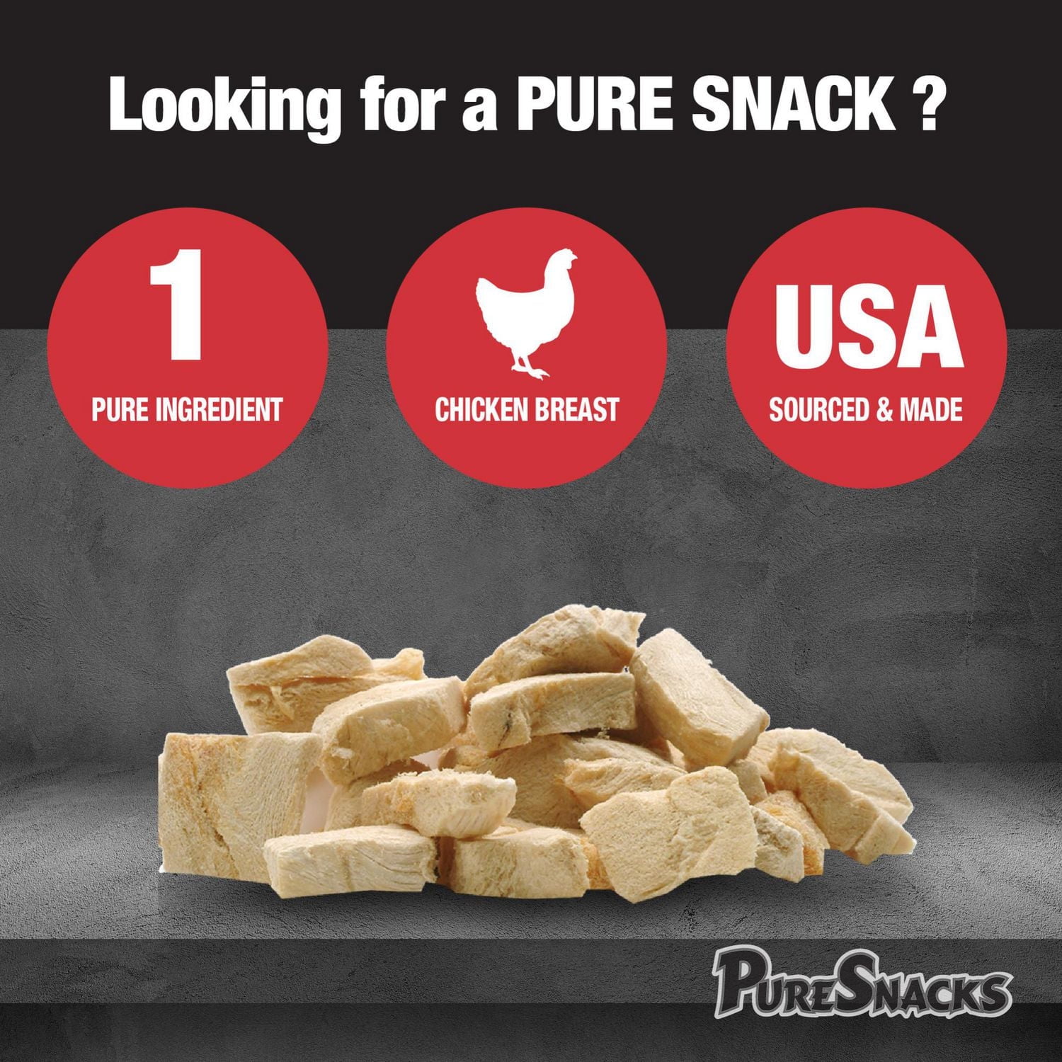 PureSnacks Freeze Dried Chicken Breast Dog Treats, Single Ingredient Dog Treats
