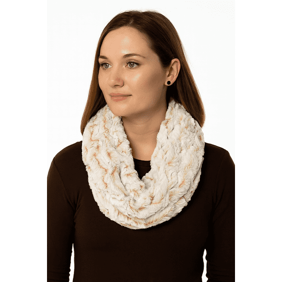 StylesILove Elegant Faux Fur Fashion Women Tube Infinity Scarf (Rose Beige)