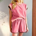 thumbnail image 2 of Women'S Short-Sleeved Casual Suit Pink M, 2 of 4