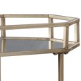 thumbnail image 2 of Octagonal Metal Bar Cart with Mirrored Top and Bottom Silver and Gold - Saltoro Sherpi, 2 of 5
