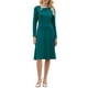 thumbnail image 2 of INSPIRE CHIC Vestido A-Line Elegante para Mujeres Cuello Asimétrico Vestir para Trabajar Vestidos con Falda L Azul Pavo Real, 2 of 5