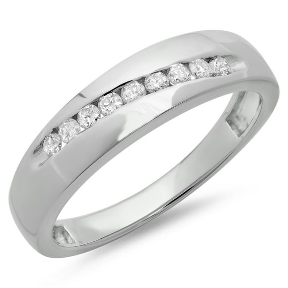 Dazzlingrock Collection 0.33 Carat (ctw) Sterling Silver Round Diamond Men's Stackable Anniversary Wedding Band 1/3 CT, Size 10