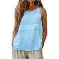 thumbnail image 6 of Ichuanyi Womens Cotton Linen Tank Tops Round Neck Casual Cami Sleeveless Blouses Basic Shirt Summer Clothes Fashion Outfits, 6 of 8