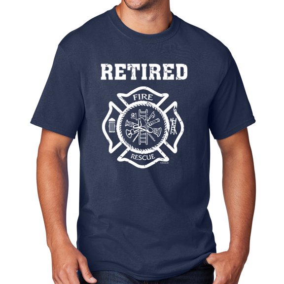 Men's Retired Firefighter T-shirt, 3XL Navy Blue