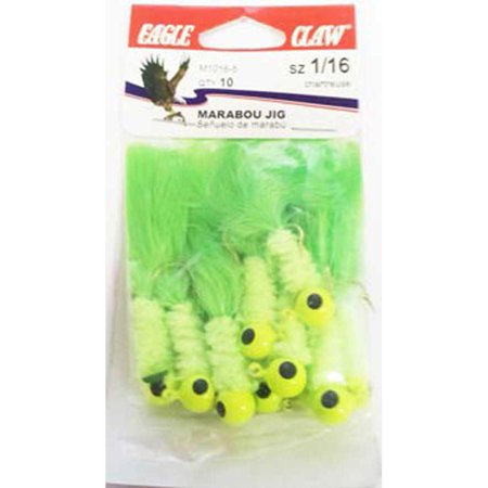 - Eagle Claw Laker Maribou Jig 1/16 10ct Chartreuse M1016-5