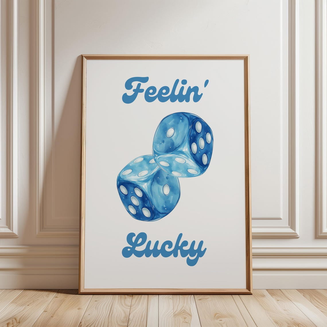 Feeling Lucky Dice Wall Art Print Trendy Retro Game Room Decor Unframed Paper Print