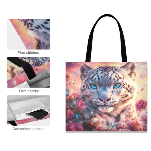 Canvas Tote Bag for Women Girls Design Print Fantasy Leopard Sunset Tote
