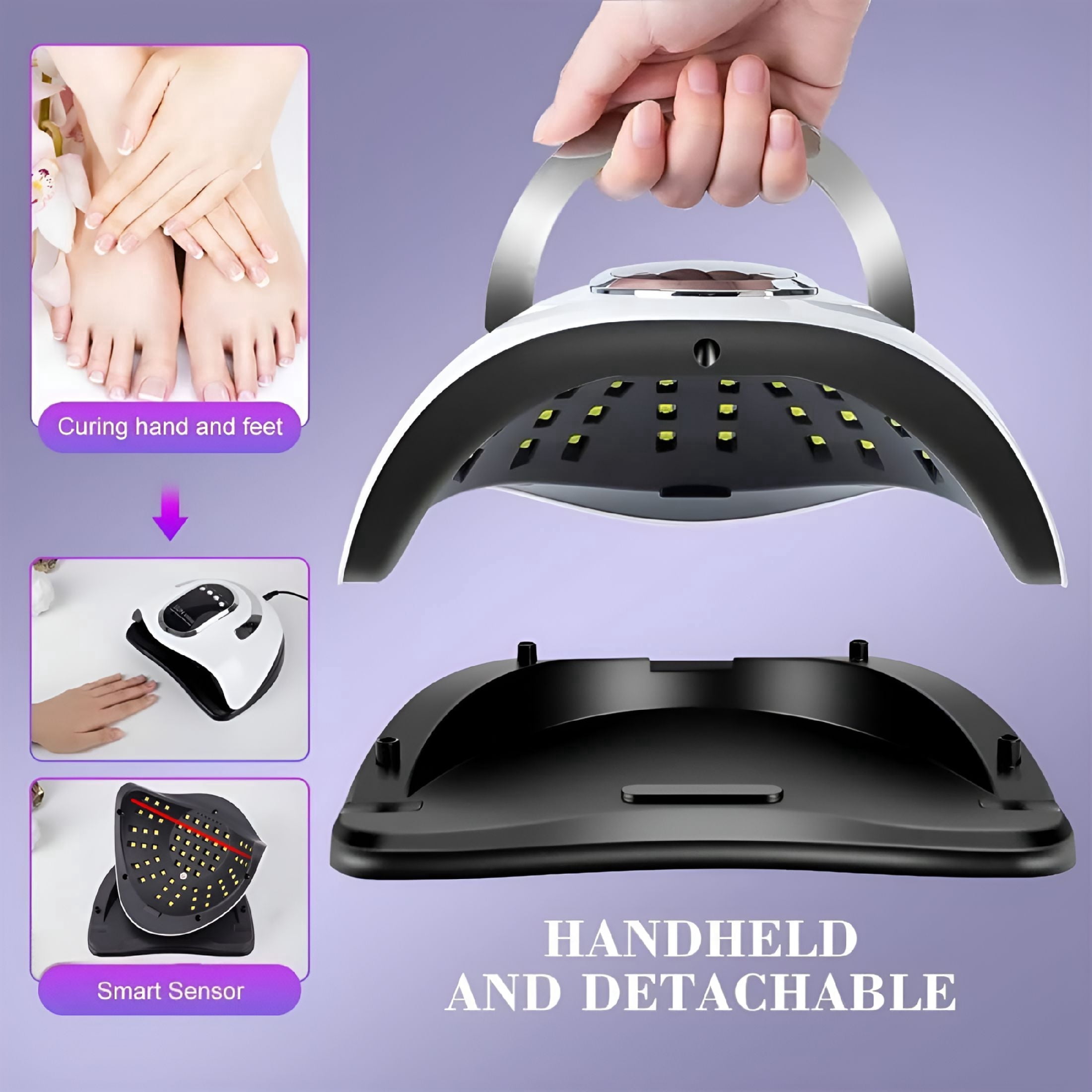EXLEAF 2026 New Uv Nail Lamp Uv Light for Gel Nails 280W Nail Curing Lamps Automatic Sensor Nail Dryer Light with 4 Timer Setting, White, 66 Led Light