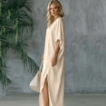 thumbnail image 5 of GUACER Womens Kaftan Maxi Dress Fashion Cotton Linen V Neck Boho Long Dress with Side Slit Loose Fit Beach Coverups, 5 of 6