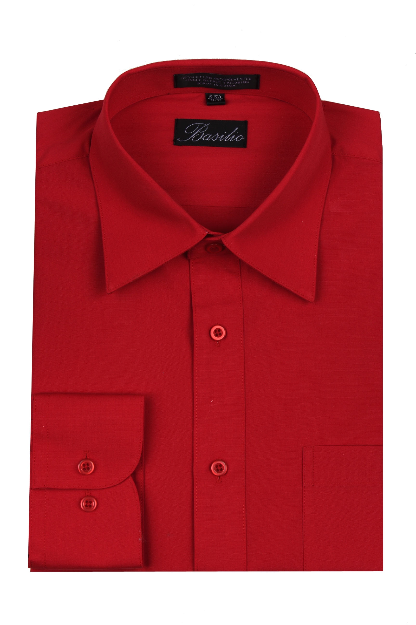 Basilio - Men's Basilio Convertible Cuff Solid Dress Shirt - Many ...