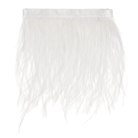 Uxcell Ostrich Feather Trim Fringe, 1 Yards 4-6" Natural Fluffy Feather Trim for Crafting [White]