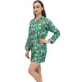 thumbnail image 2 of Bimba Floral Print Green Button-Down Shirt And Shorts 2 Pcs Nightwear Set - 4, 2 of 5