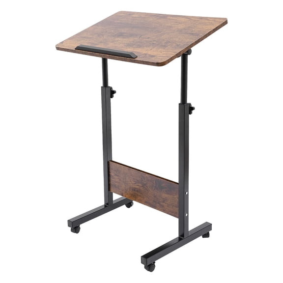 Mobile Small Standing Desk, Adjustable Height Laptop Desk Rolling, Stand Up Computer Workstations with Wheels, Portable Table Home Office Desks 24x16 Inch, Height 32-47in
