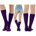 thumbnail image 3 of ToBeInStyle Pack of 3 Unisex Colorful One Size Fits Most Dress Crew Socks - Purple, 3 of 7