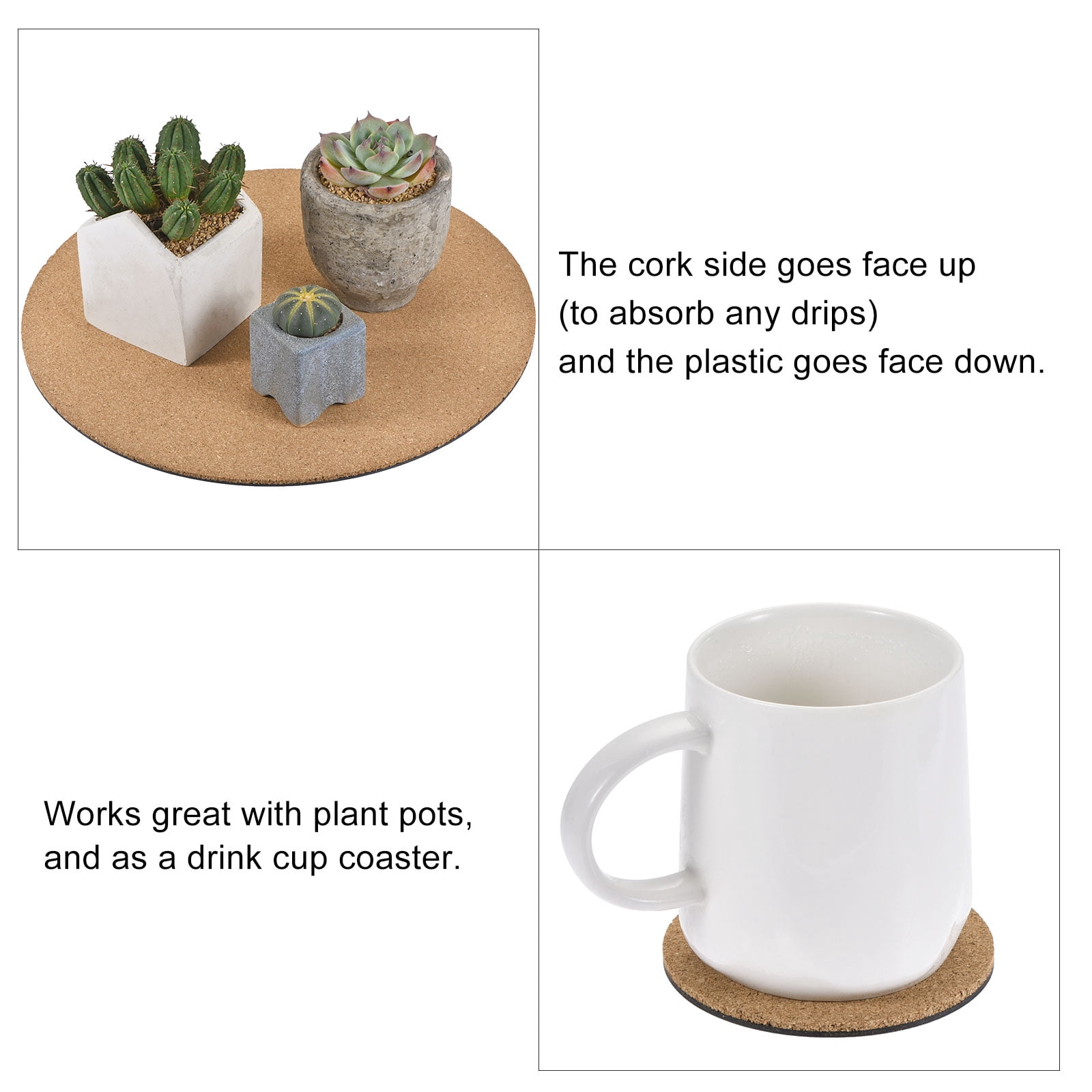 Unique Bargains Round Plant Saucers Plastic Cork Plant Mat for Home Garden Yellow 12"
