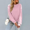 thumbnail image 5 of VISALY Pullover Crewneck Sweatshirt Tunic Sweatshirt Casual Oversized Sweatshirt Long Sleeve Preppy Sweatshirts Fall Pullover Sweaters Comfy Tops Winter Sweatshirts Basic Sweatshirt Pink 3Xl, 5 of 6