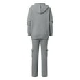 thumbnail image 6 of Women's Hooded Sports Casual Sweater Knitted Set Interview Outfit Pant Suits for Women Dressy Wedding Guest Girls Interview Suit Fancy Suits for Women Two Piece Pants Outfits plus Size Pant Suits for, 6 of 6