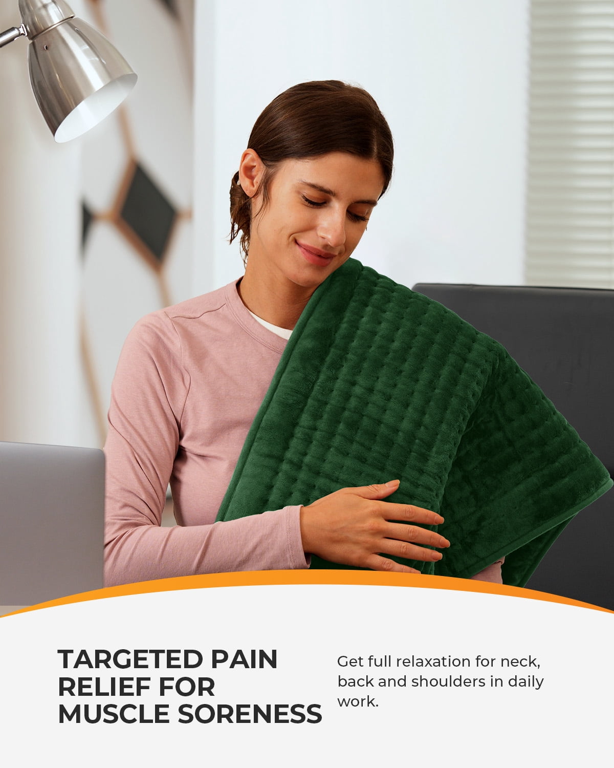 Coococo 33"x18" Large Electric Heating Pad for Back Neck Shoulders Muscle Pain, Cramps Relief with Auto Shut off, 3 Timer, 6 Temp Controller, Gifts
