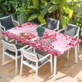 thumbnail image 2 of Valentine's Day Table Cloths for 3 Foot Rectangle Tables, Pink Love Gnomes Roses Ombre Romantic Patio Waterproof Elastic Fitted Tablecloths, Washable Rectangular Table Cover for Camping, 2 of 8