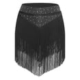 thumbnail image 6 of MSemis Women Single Sleeve Rhinestone Crop Top and Skirt Black M, 6 of 7