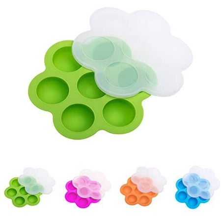 

Silicone Egg Molds Preservation Pots Mold Baby Food Storage Container and Freezer Tray with Green Lid