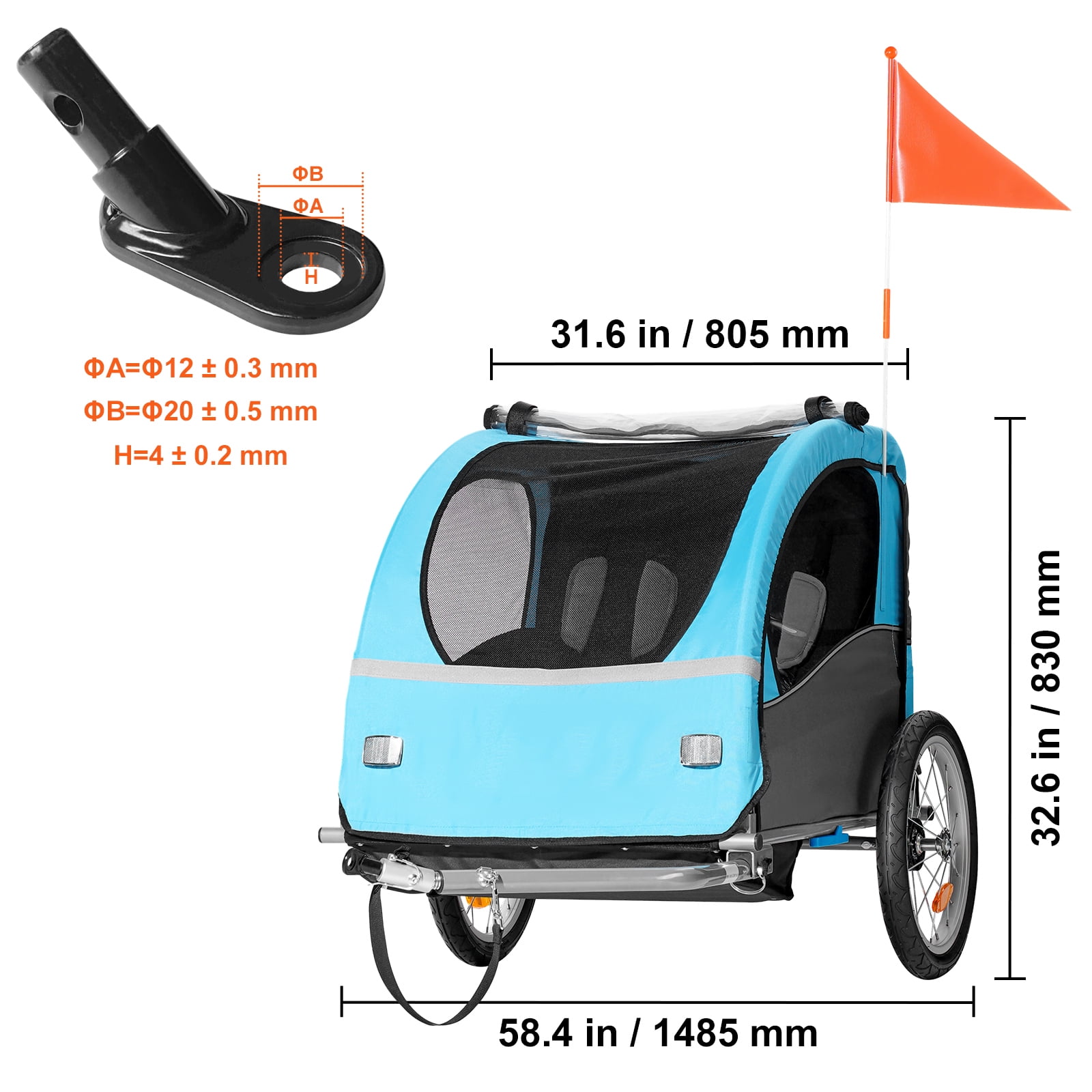 SKYSHALO Two Wheel Child Bicycle Trailer, Gray