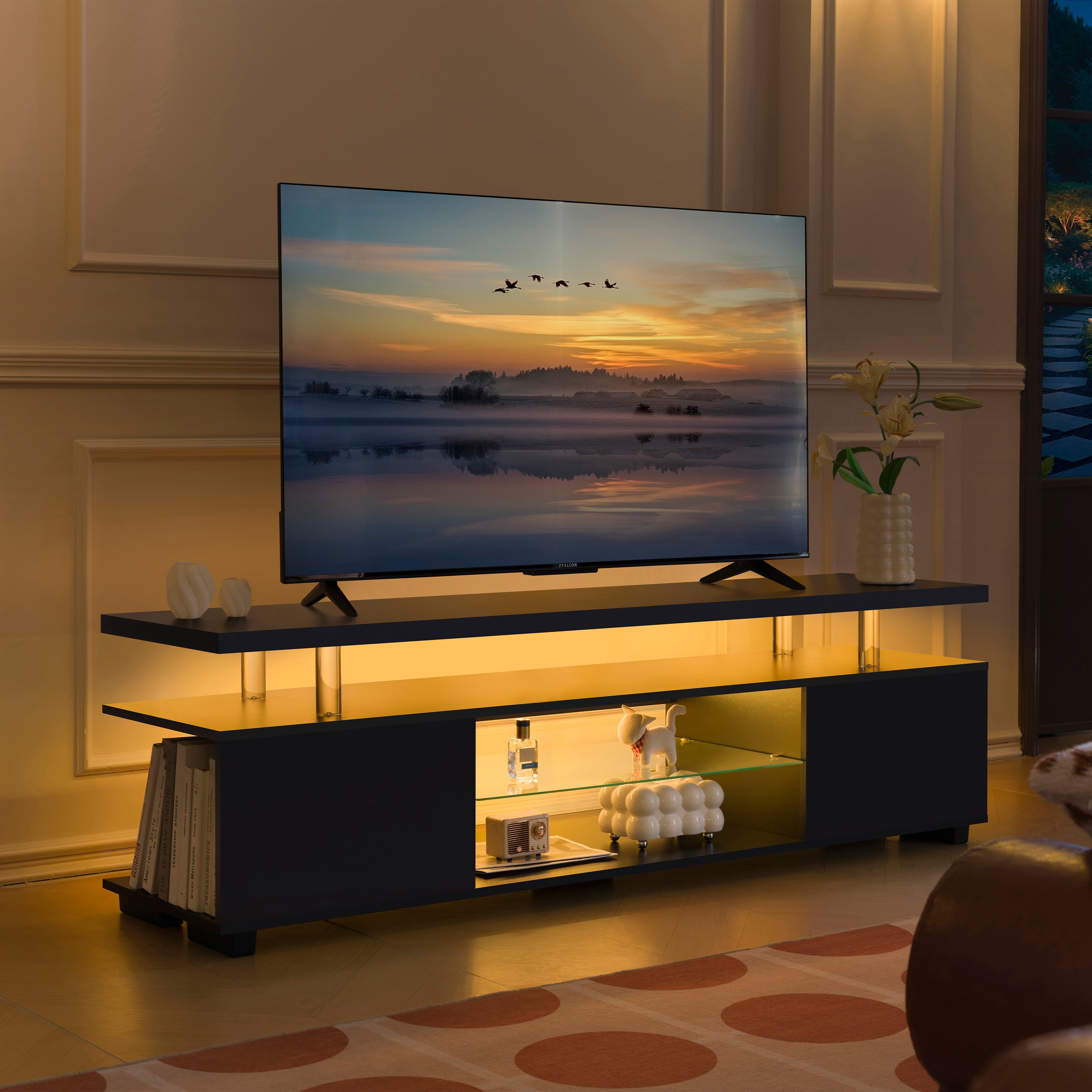 TV Stand Entertainment Center, Gaming Center for 50 55 60inch TV, TV Stand with Storage, TV Stands for Gaming Living Room