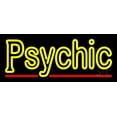 thumbnail image 1 of Yellow Double Stroke Psychic LED Neon Sign 10" Tall x 24" Wide - inches Black Square Cut Acrylic Backing, with Dimmer - Bright and Premium built indoor LED Neon Sign for Storefront., 1 of 7
