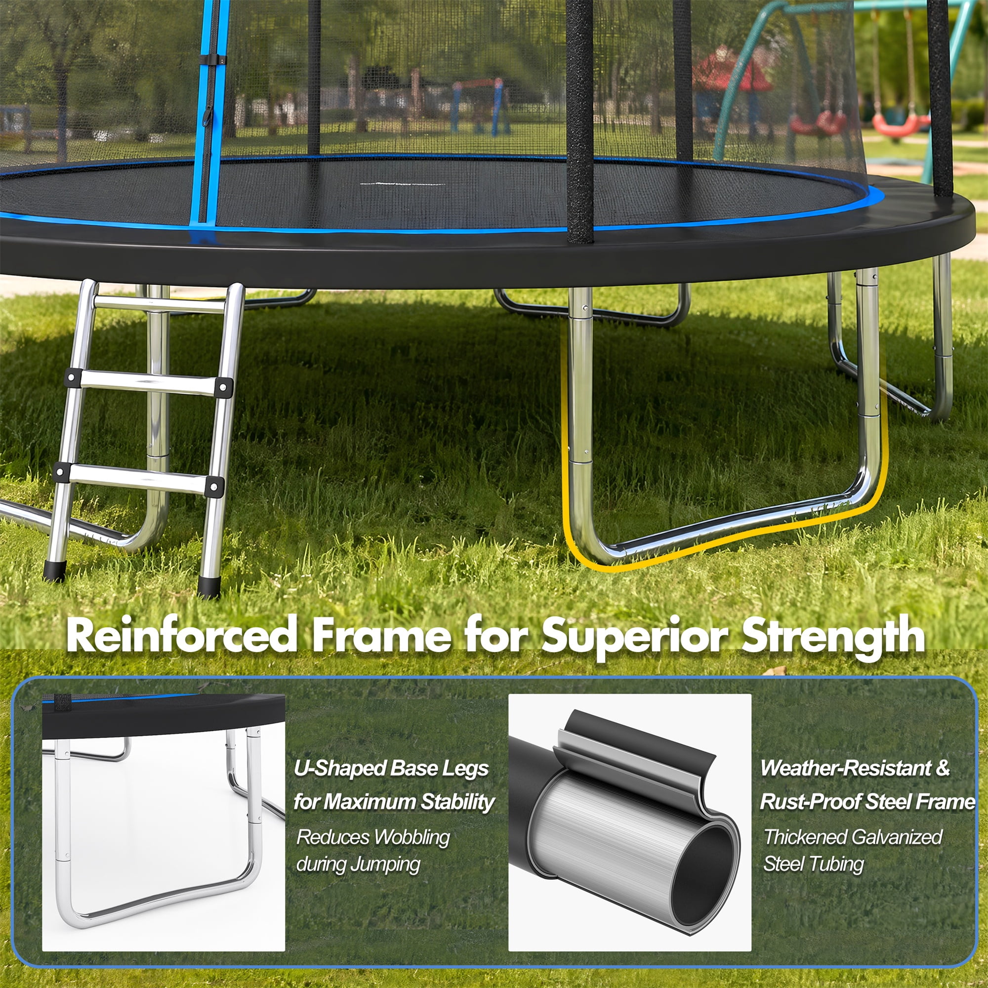 Alvantor 14Ft Trampoline for Kids, Recreational Trampoline with Enclosure Net and Ladder Blue