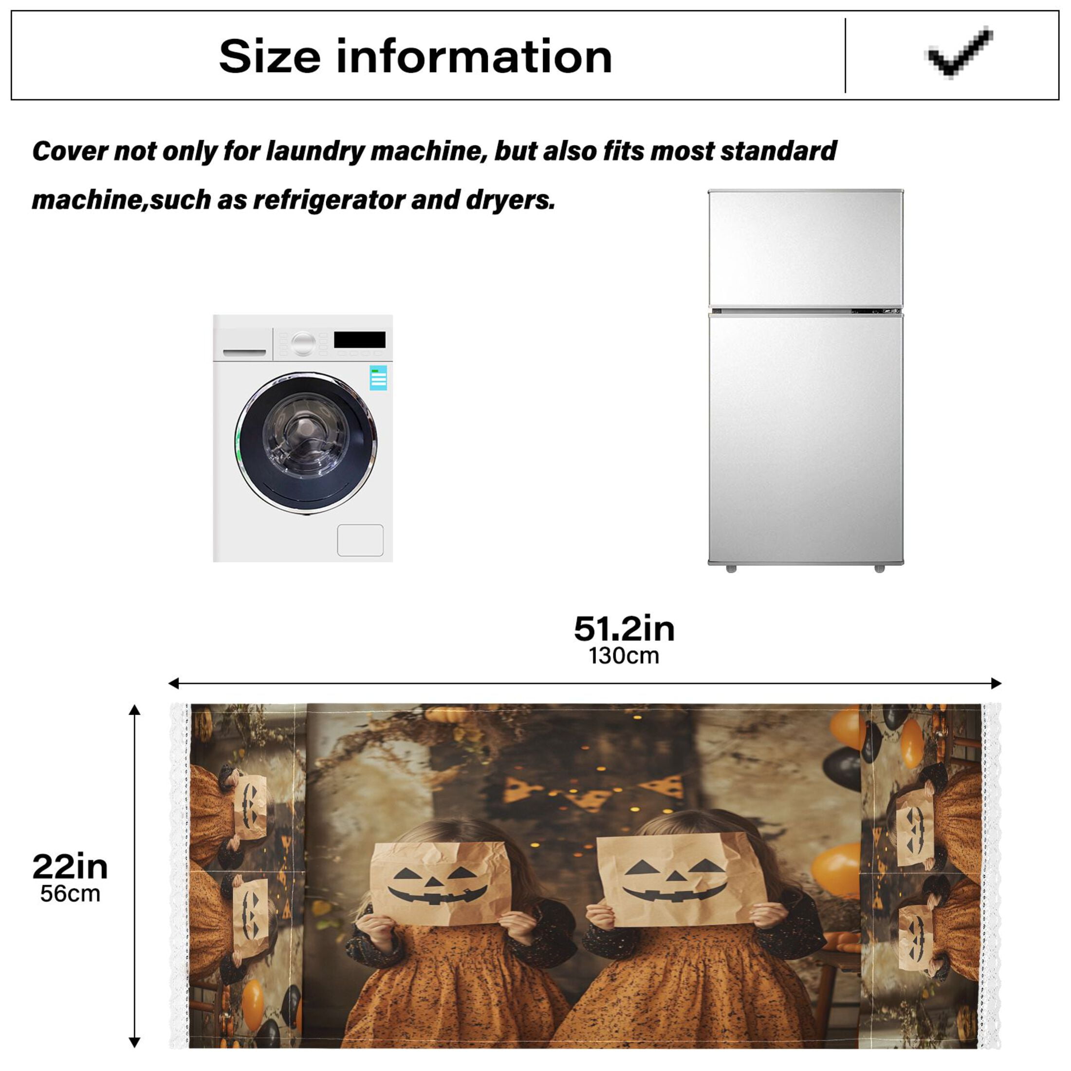 Halloween CostumesWasher and Dryer Covers Dust-Proof and Oil Resistant Fridge Cover with 4 Storage Pockets Washing Machine Top Cover for Laundry Kitchen Home 51.2 x 22 In