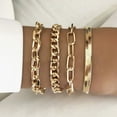thumbnail image 2 of Lifetechs 4 Pcs/Set Women Bracelet Elegant Golden Adjustable Alloy Herring Bone Link Chain Teen Bangle Jewelry, 2 of 7