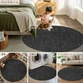 thumbnail image 6 of Black 6ft Round Rug, Farmhouse Burlap Solid Black Color Modern Linen Texture Non-Skid Rubber Backing Large Area Rugs - Living Room Bedroom Home Office, Indoor Floor Mat Carpets Washable Rug, 6 of 9
