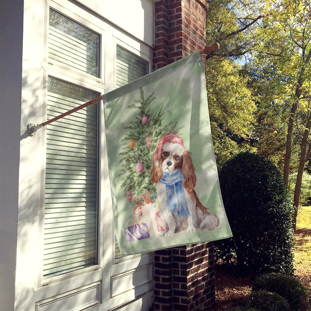 Cavalier Spaniel Tricolor Blenheim Christmas Presents and Tree Flag Canvas House Size