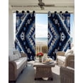 thumbnail image 4 of Boho Navy Blue Grey Blackout Curtains 84 Inches Long for Bedroom, Ethnic Geometric Southwestern Vintage Thermal Insulated Room Darkening Black Out Window Curtain Panels Grommet Drapes for Living Room, 4 of 8