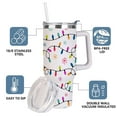 thumbnail image 4 of Christmas Lights Insulated Tumbler with Lid and Straw, Colorful Holiday String Light Pattern Stainless Steel Travel Mug with Handle, 4 of 9