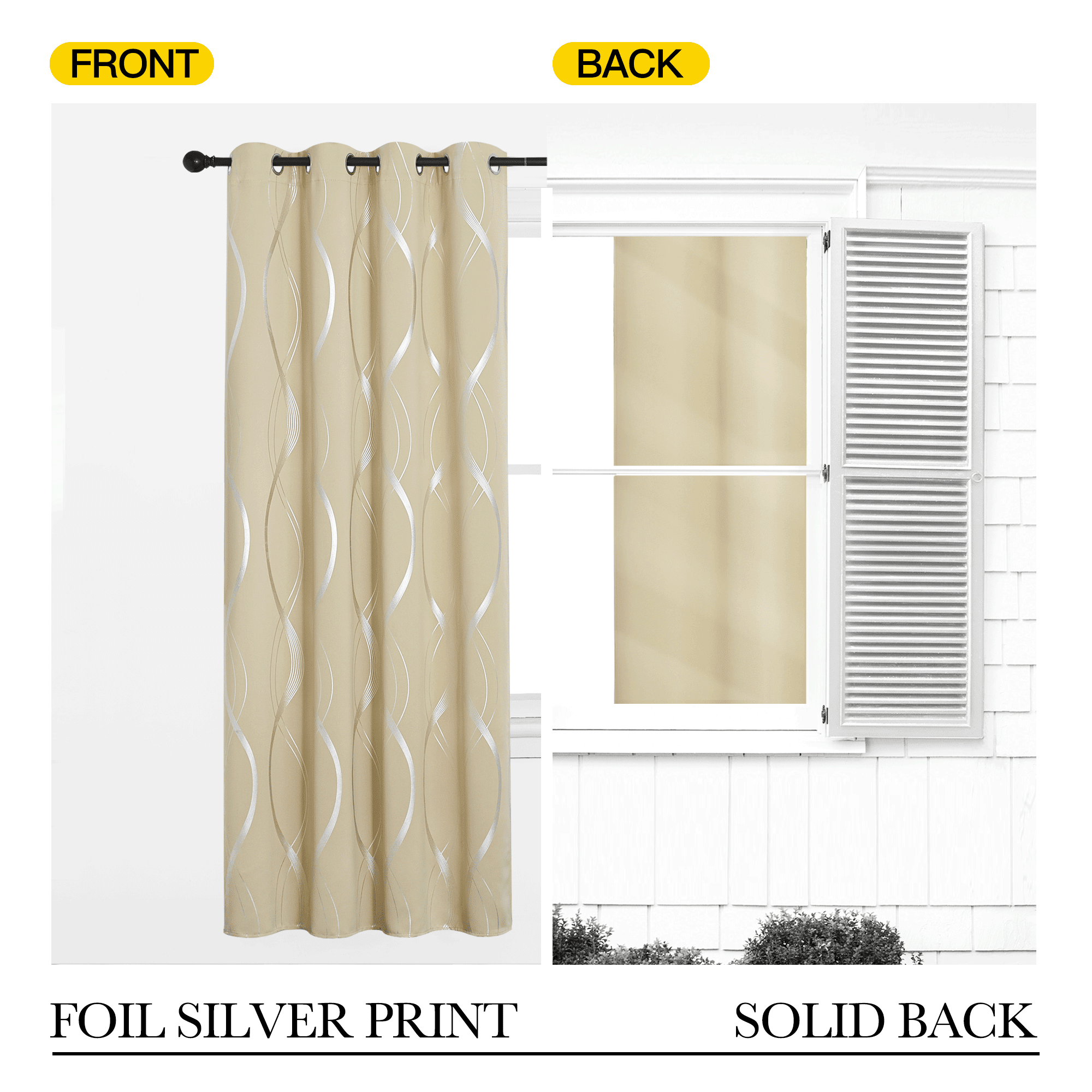 NICETOWN Thermal Blackout Curtains Privacy Shaded Darkening Grommet Window Curtains Draperies for Bedroom and Living Room, Biscotti Beige, 52 W x 54 L, 2 Panels