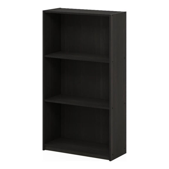 Pemberly Row 3-Tier Bookcase Storage Shelves in Dark Espresso