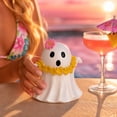 thumbnail image 4 of Summerween Whimsical Flower Lei Ghost Figurine, Compact Cute Ghost Statue Tropical Pool Party Halloween Decorations for Porch Indoor Bedroom Office Farmhouse Entryway Ornament, 4 of 8