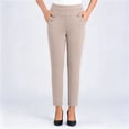 thumbnail image 2 of VBVC Women's Pull-On Button Details Ankle Pants , High Waisted Work Leggings For Women,Ladies' Stretch Casual Pants with Pockets,Beige,XL-5XL, 2 of 7