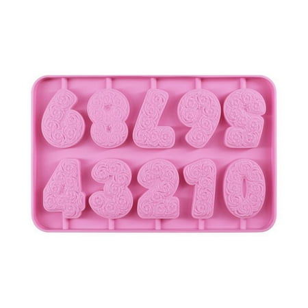 

Cake Mold 0-9 Number Birthday Lollipop Mould Heat Resistant Number Shape Silicone Biscuit Mold Chocolate Mould for Cake Decoration