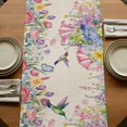 thumbnail image 5 of Table Runners 90 Inches Long Dress Scarves, Watercolor Flowers Farmhouse Coffee/Dining/Kitchen Table Runner for Living Room, Spring Hummingbird Butterflly Floral Beige 13x90 Inch, 5 of 9