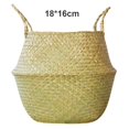 thumbnail image 1 of Cesta de flores tejida de ratán hecha a mano plegable, almacenamiento de ropa de algas marinas, decoración del hogar, 1 unidad, nueva, 1 of 4