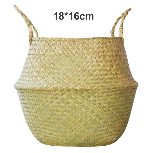 Cesta de flores tejida de ratán hecha a mano plegable, almacenamiento de ropa de algas marinas, decoración del hogar, 1 unidad, nueva