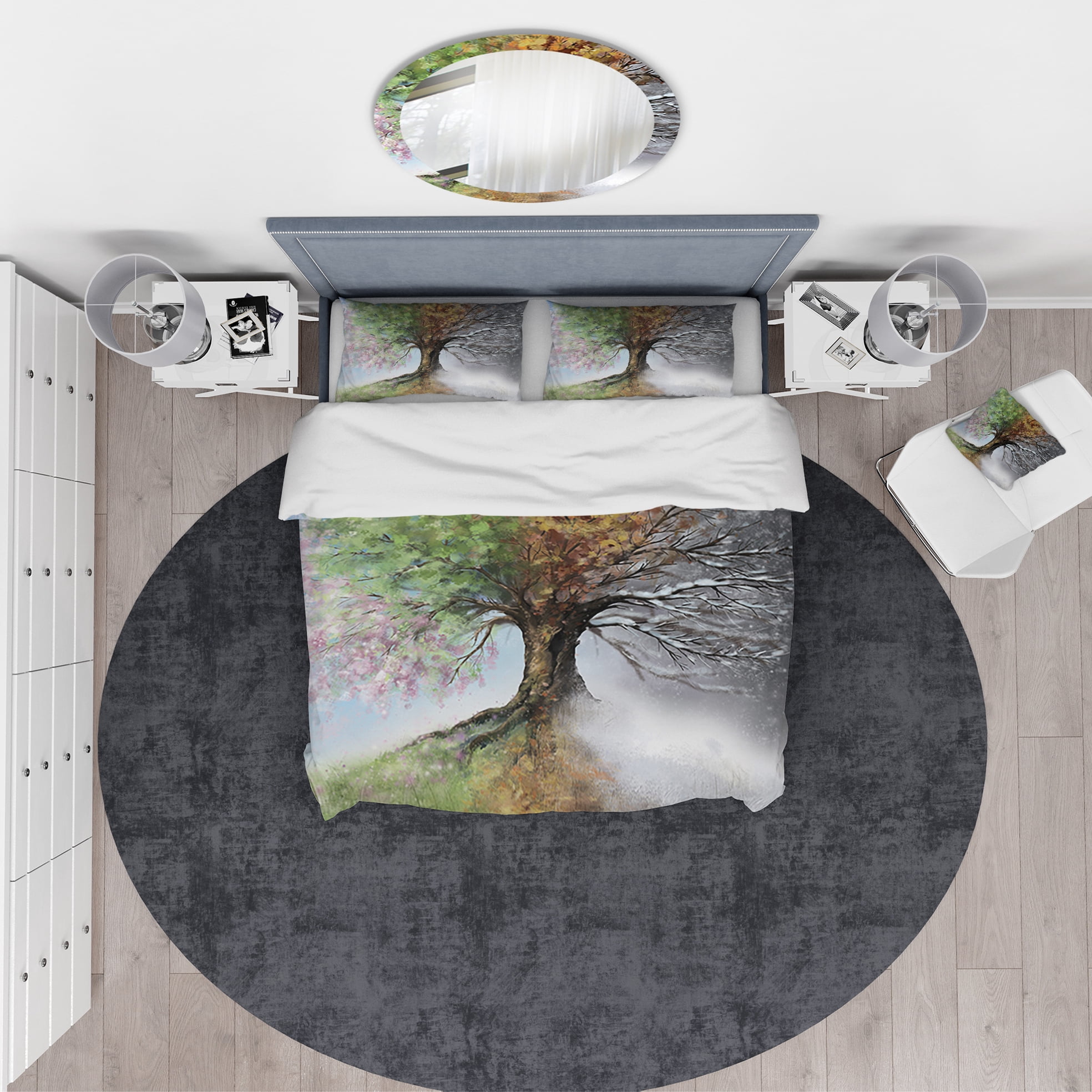 Designart 'Tree with Four Seasons' Traditional Duvet Cover Set