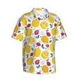 thumbnail image 3 of Xecao Strawberry Lemon print Hawaiian shirt - a stylish short-sleeve button-down for men, perfect for casual beach and tropical outings., 3 of 9