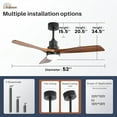 thumbnail image 4 of "Sofucor 52"" Ceiling Fan with Lights, Remote Control, Reversible Noiseless Motor, 3 Walnut Wooden Blades", 4 of 13